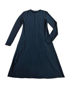 long sleeve turtleneck waterfall dress in black norma kamali Long Sleeve Turtleneck Waterfall Dress